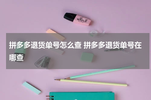 拼多多退货单号怎么查 拼多多退货单号在哪查